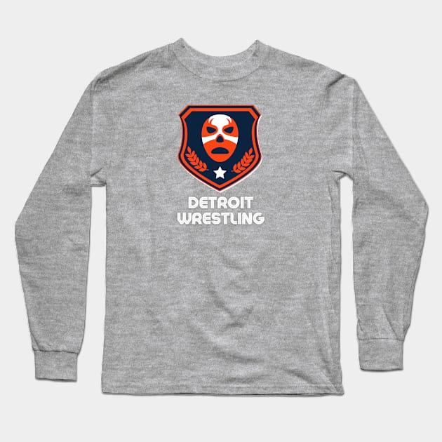 Detroit Wrestling "Baseball Cat Blue" Long Sleeve T-Shirt by DDT Shirts